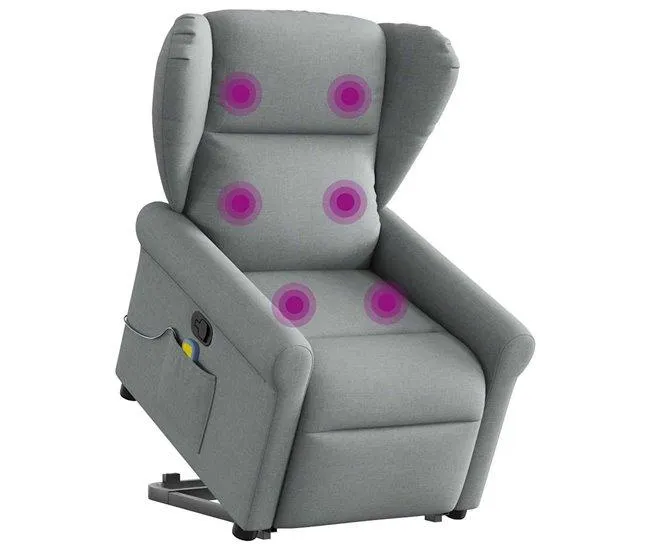 Poltrona reclinável massagens - Poltrona relax tecido cinzento-claro