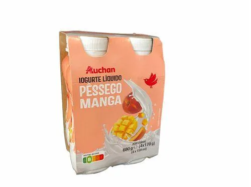 iogurte liquido auchan pêssego manga 4x170g