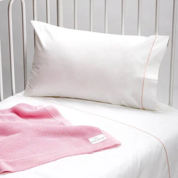 Capa de Edredão e Almofada Bebé Cama de Grades com Rolinho Rosa