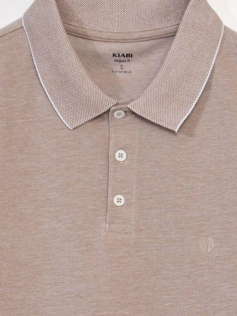 Polo em piqué de algodão - BEGE
