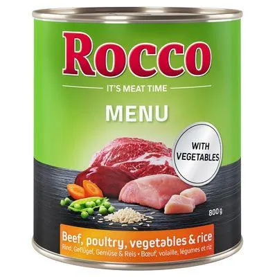Rocco Menú 24 x 800 g comida húmida para cães em promoção: 20 + 4 grátis!