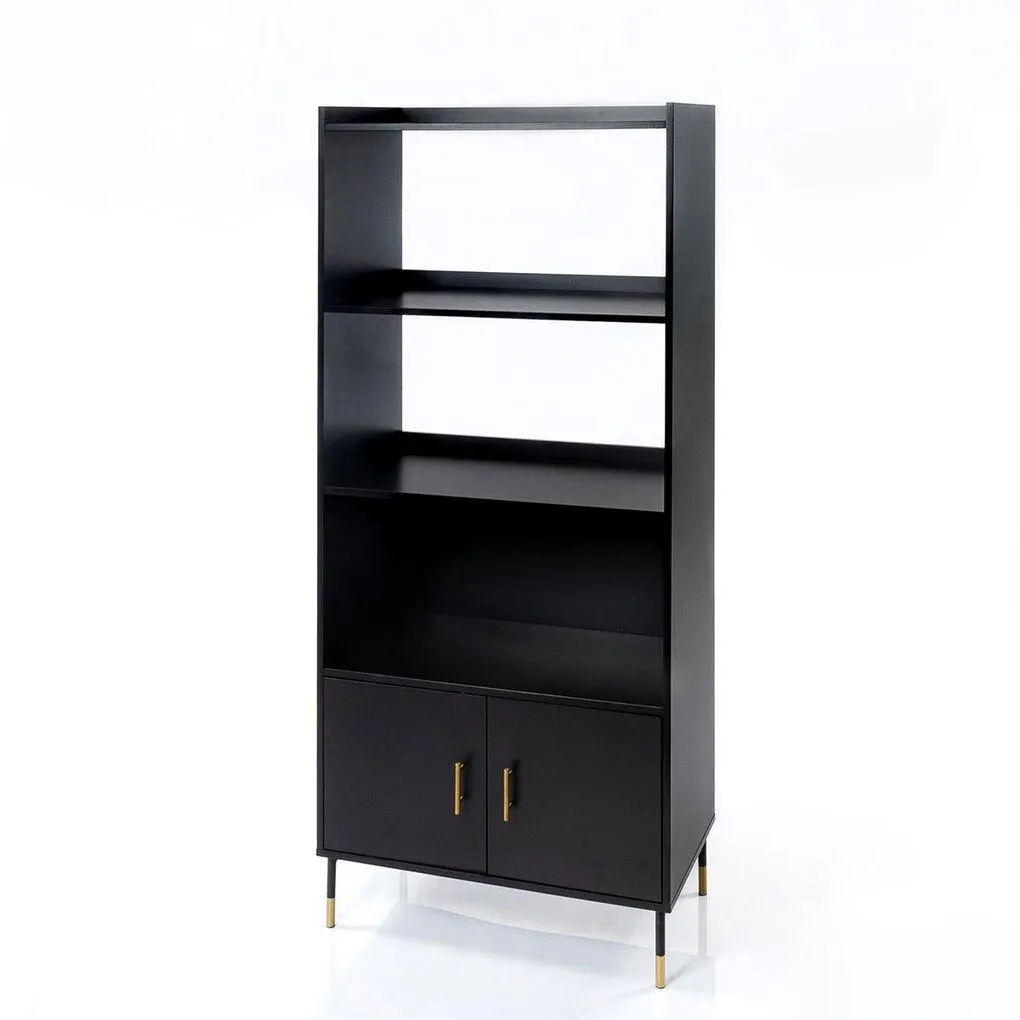 Estante TEDY preta em mdf e metal 170cm