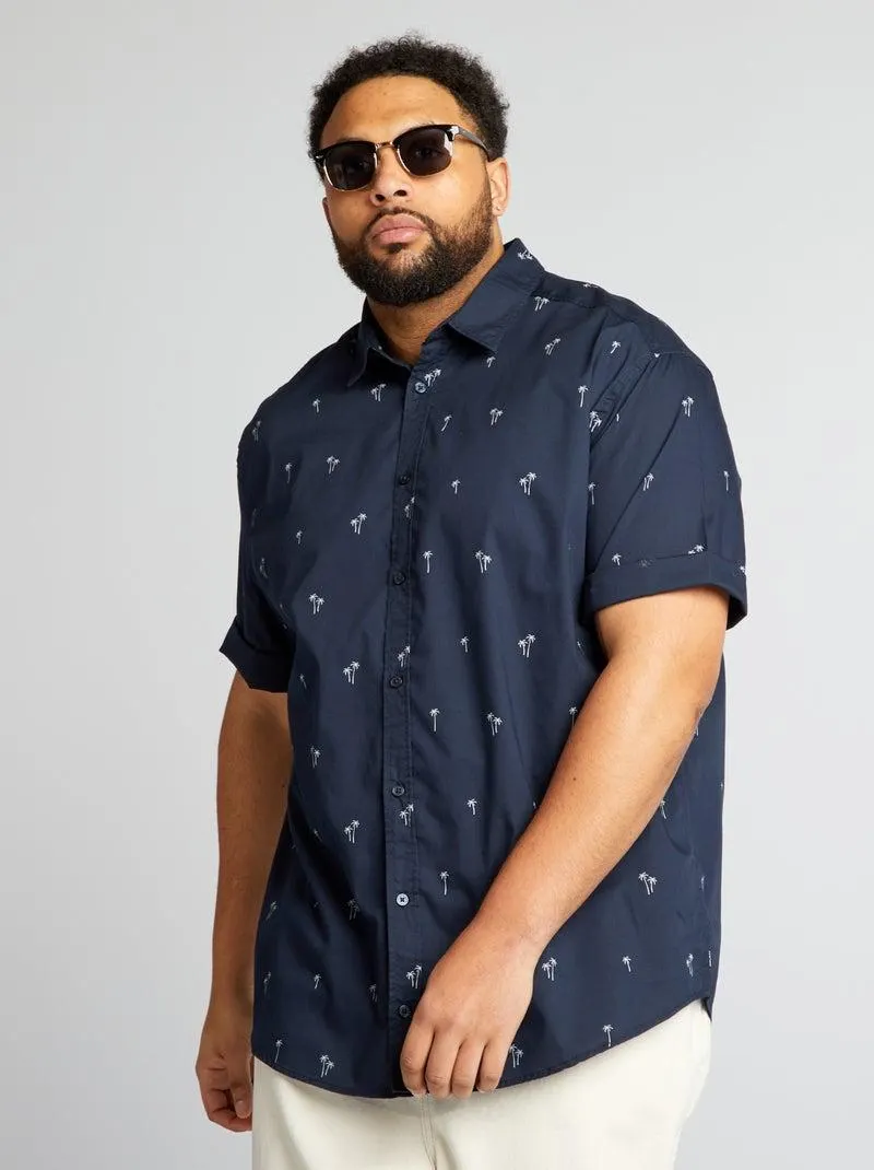 Camisa de manga curta 'palmeiras' - AZUL