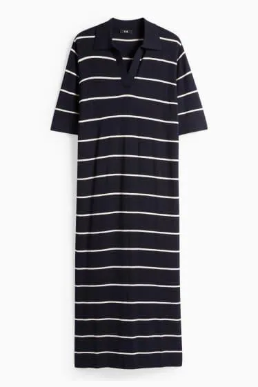 Knitted dress - straight fit - striped