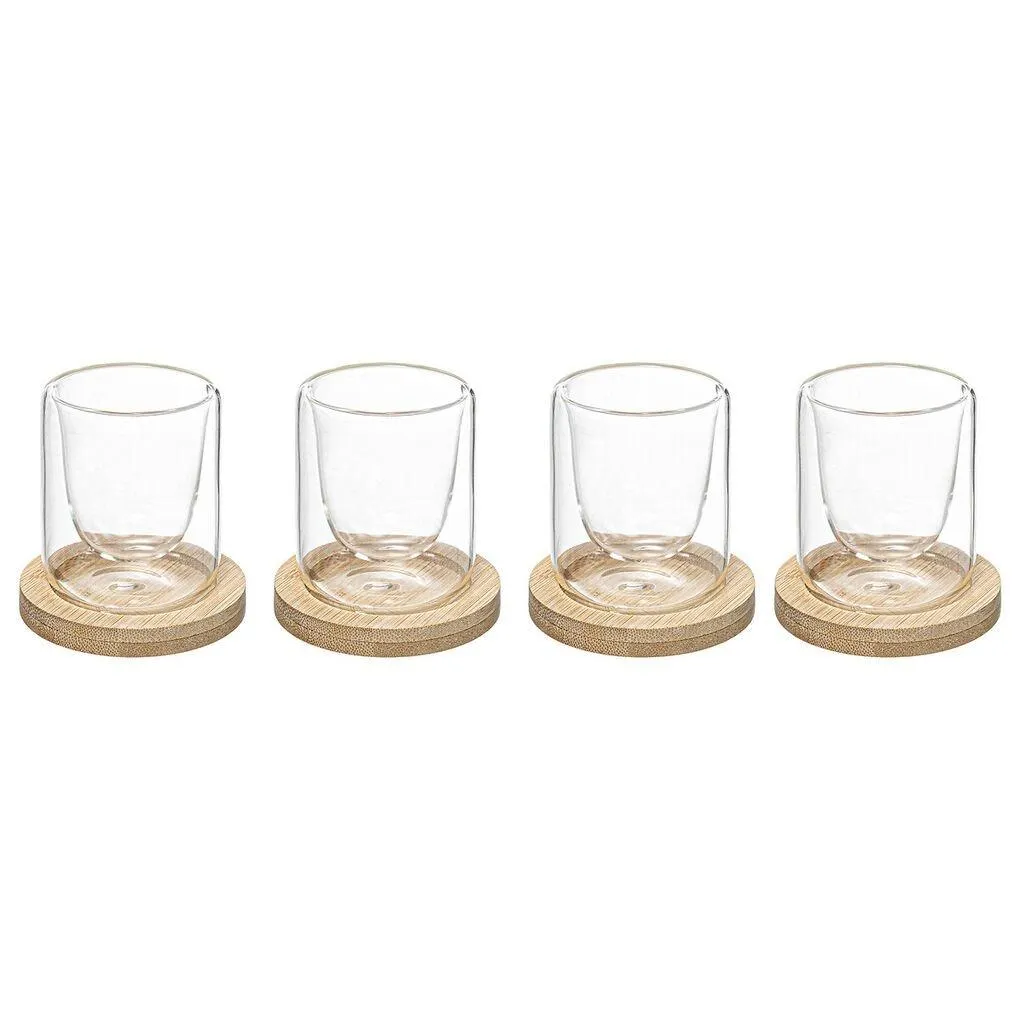 Conjunto de 4 chávenas de café com base de bambu