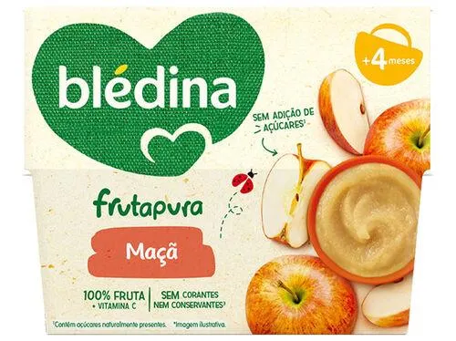 fruta bledina 100% maçã 4x95g