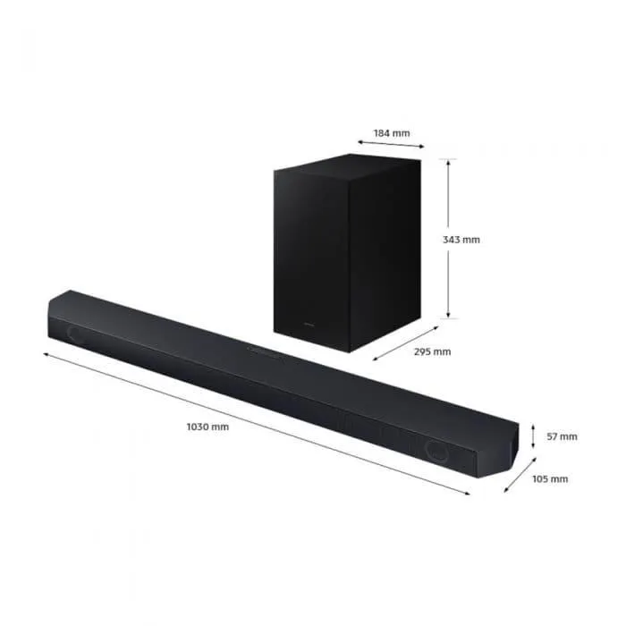Soundbar Samsung HW-Q60C/EN, 3.1, 340W, Dolby, Subwoofer Wireless, Negru