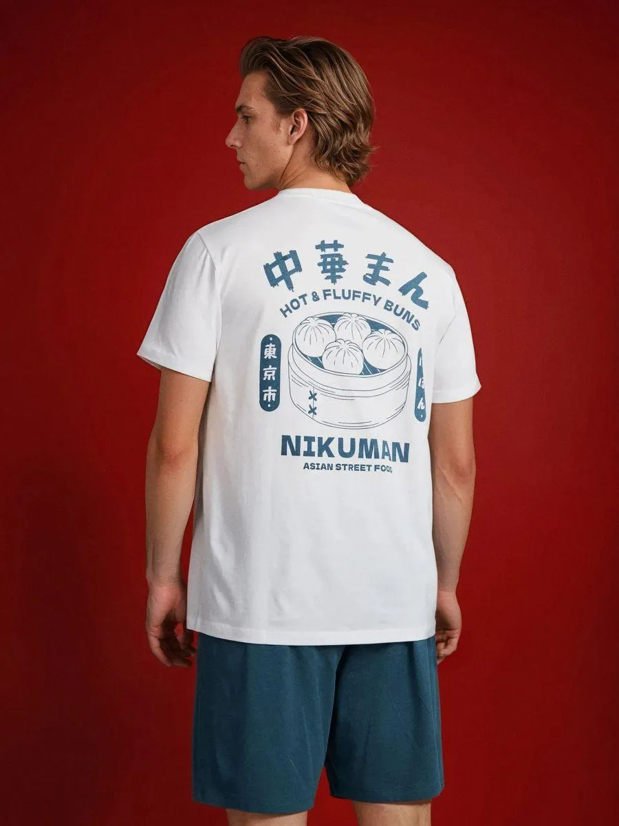 Pijamă din bumbac cu imprimeu pe spate