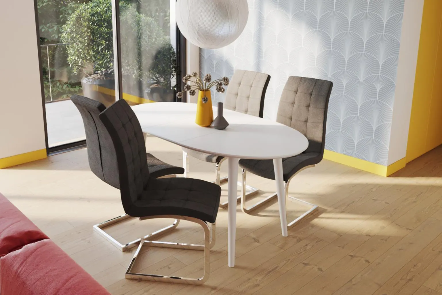 Masă extensibilă Viking și 4 scaune Atena