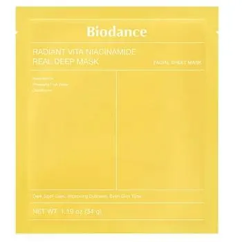 Masca cu niacinamide Radiant Vita Niacinamide Real Deep Mask, 34g, Biodance