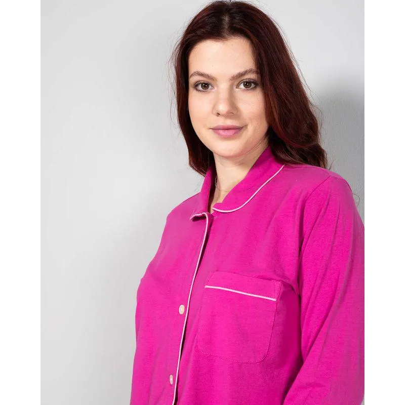 Bluza de pijama din bumbac cu maneca lunga N240541009