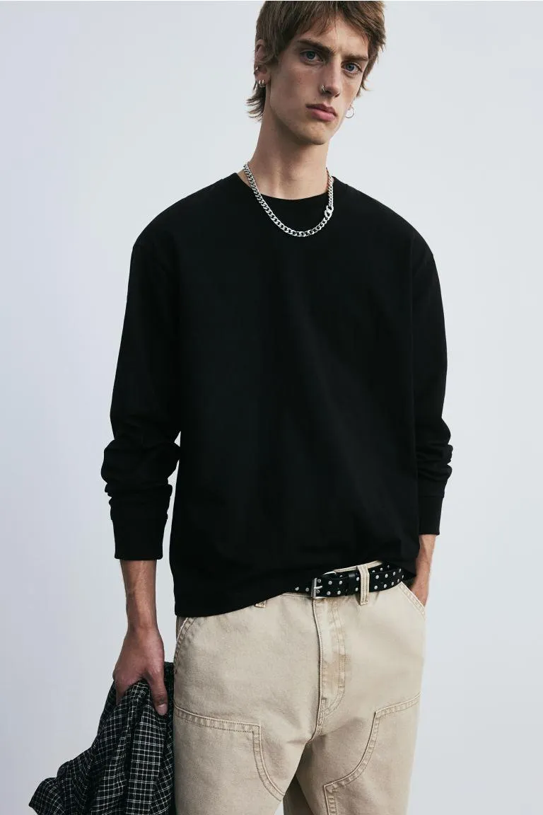 Bluză din jerseu de bumbac Loose Fit