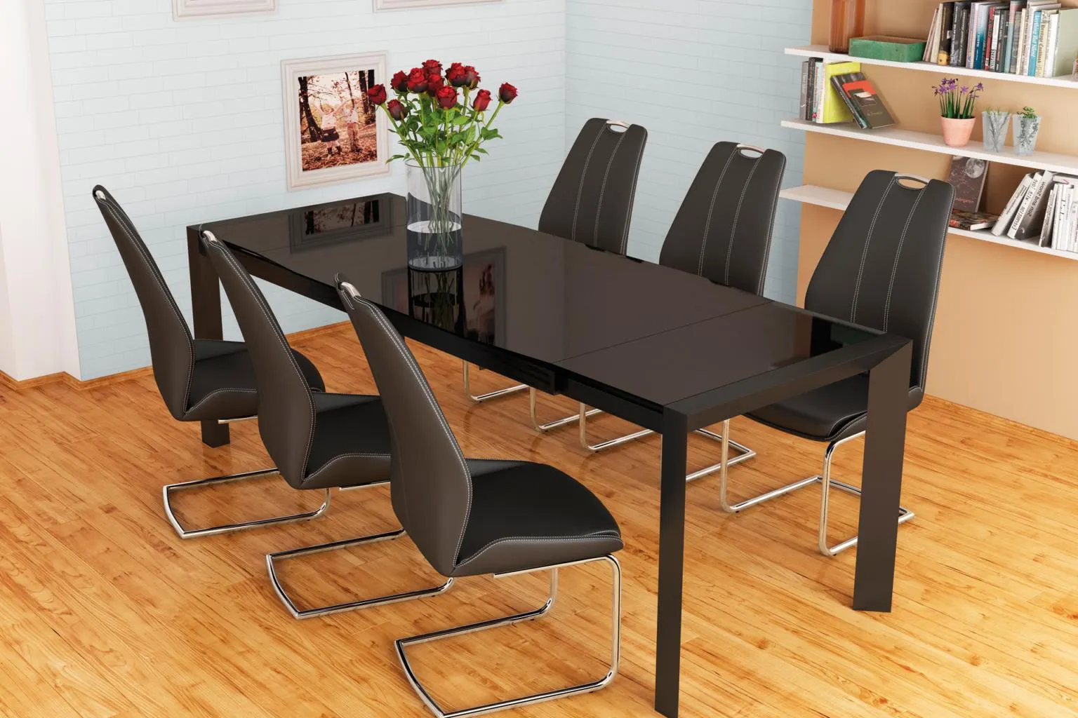 Pachet masă mare New York și 6 scaune Race