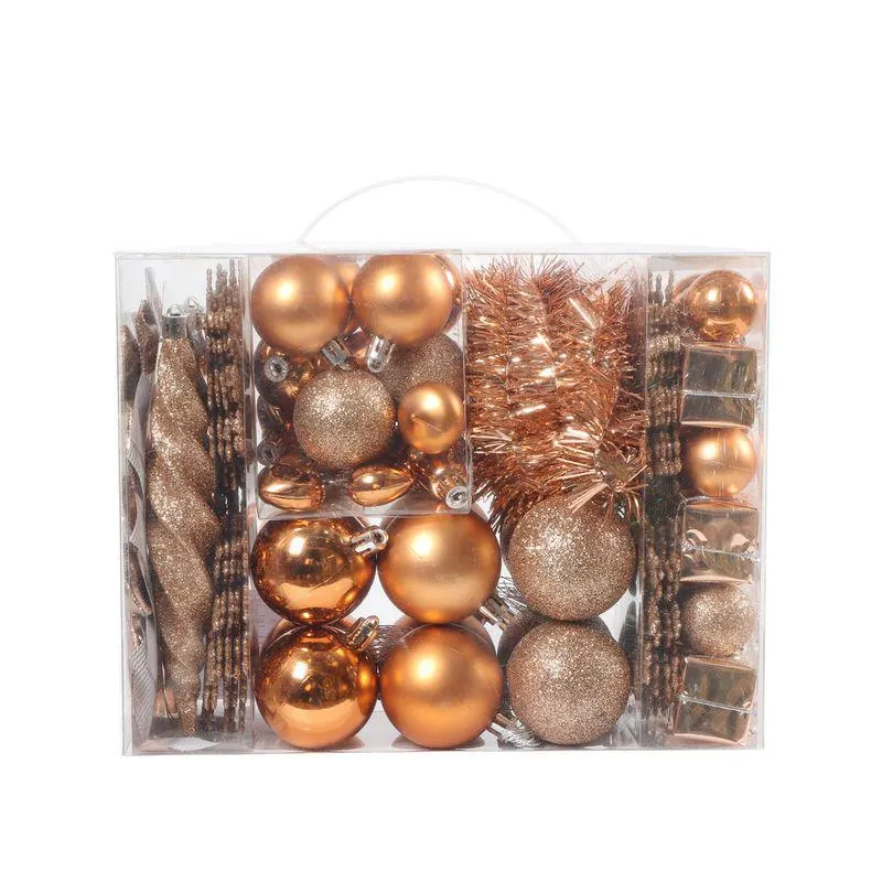 Set 80 decoratiuni pentru brad de Craciun Actuel, aramiu