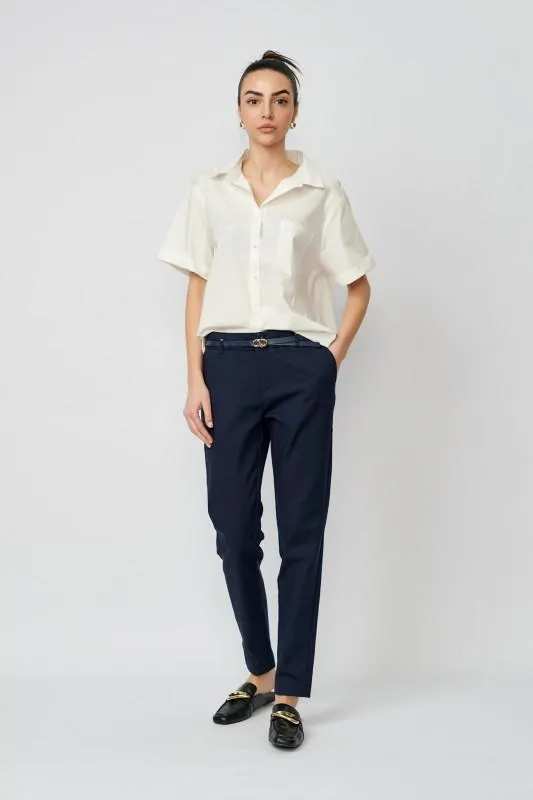 Pantaloni dama bleumarin cu buzunare laterale