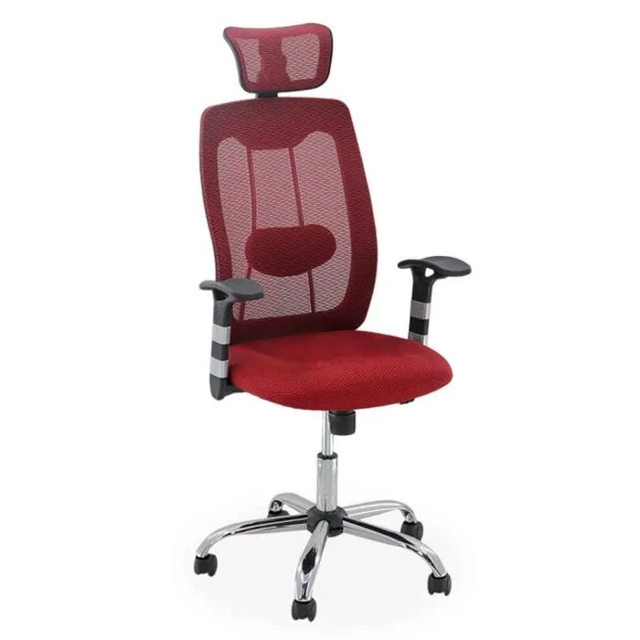 Scaun birou ergonomic OFF 988, rotativ, mesh, visiniu, 1C