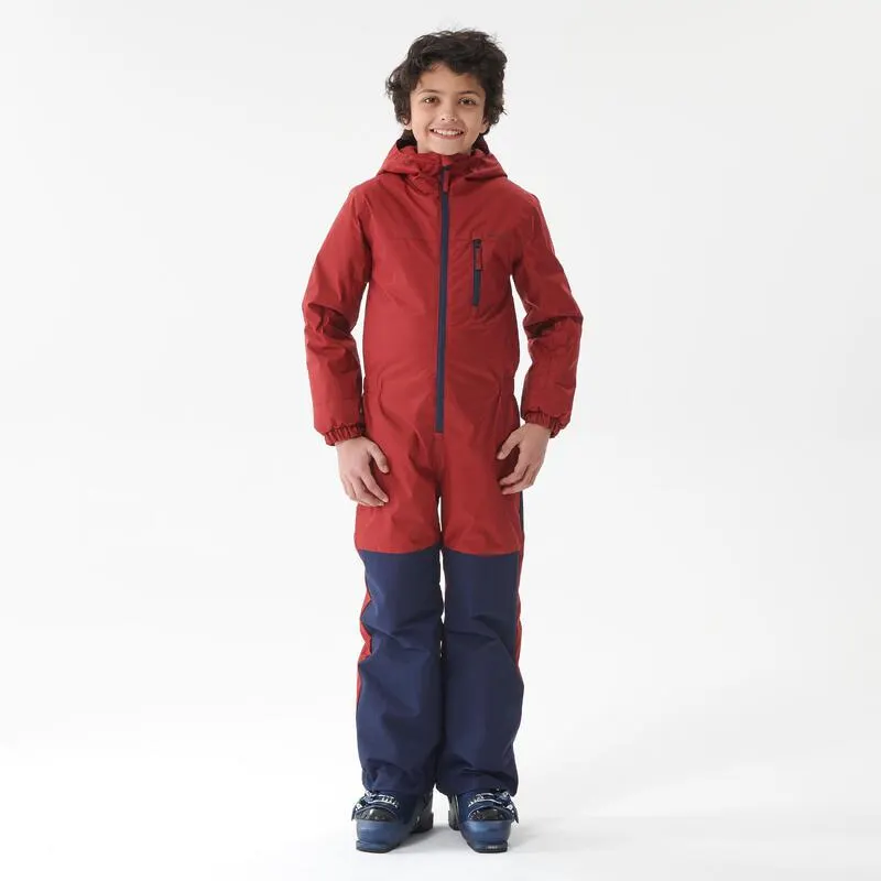 Costum călduros și impermeabil schi 100 Bordo-Bleumarin Băieți
