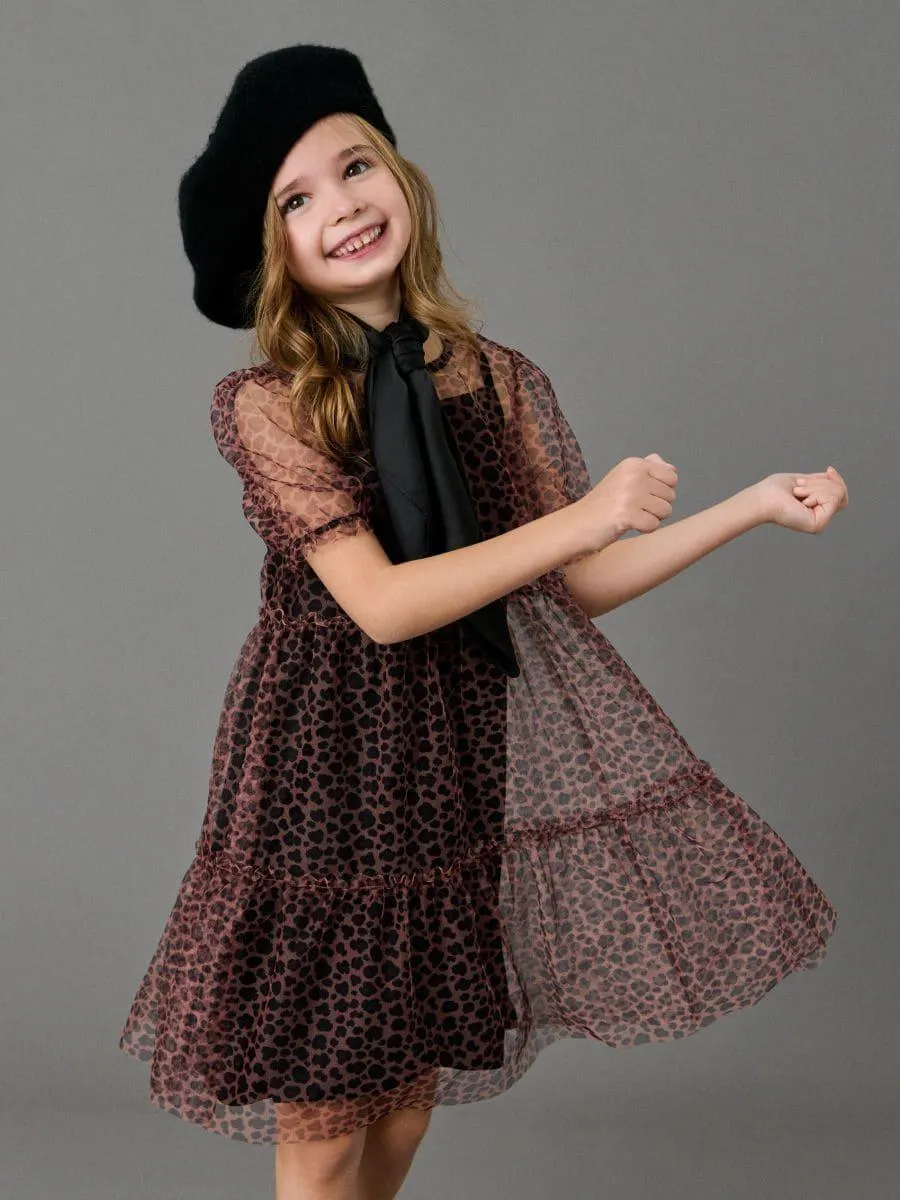 Rochie din tul cu imprimeu leopard