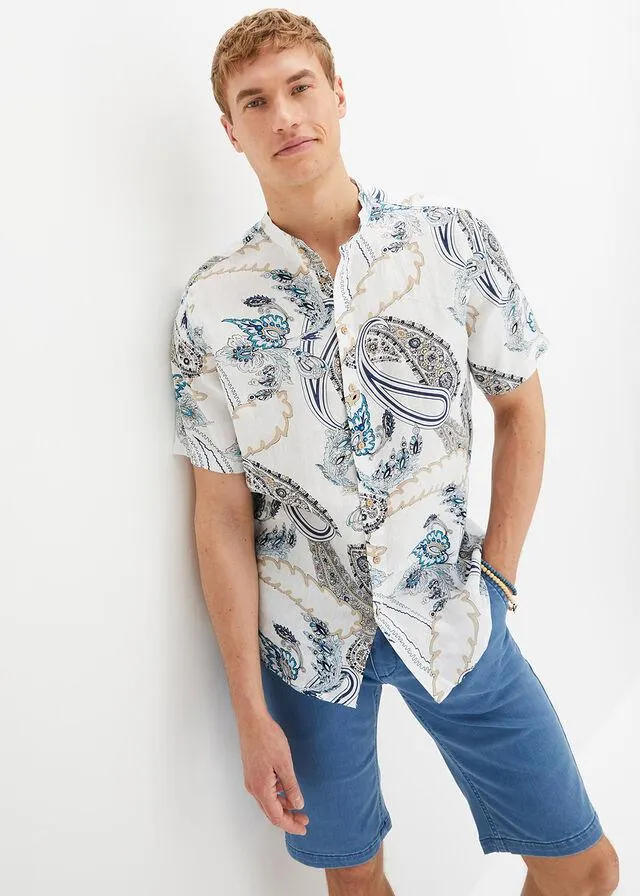 Cămaşă cu mâneci scurte din in