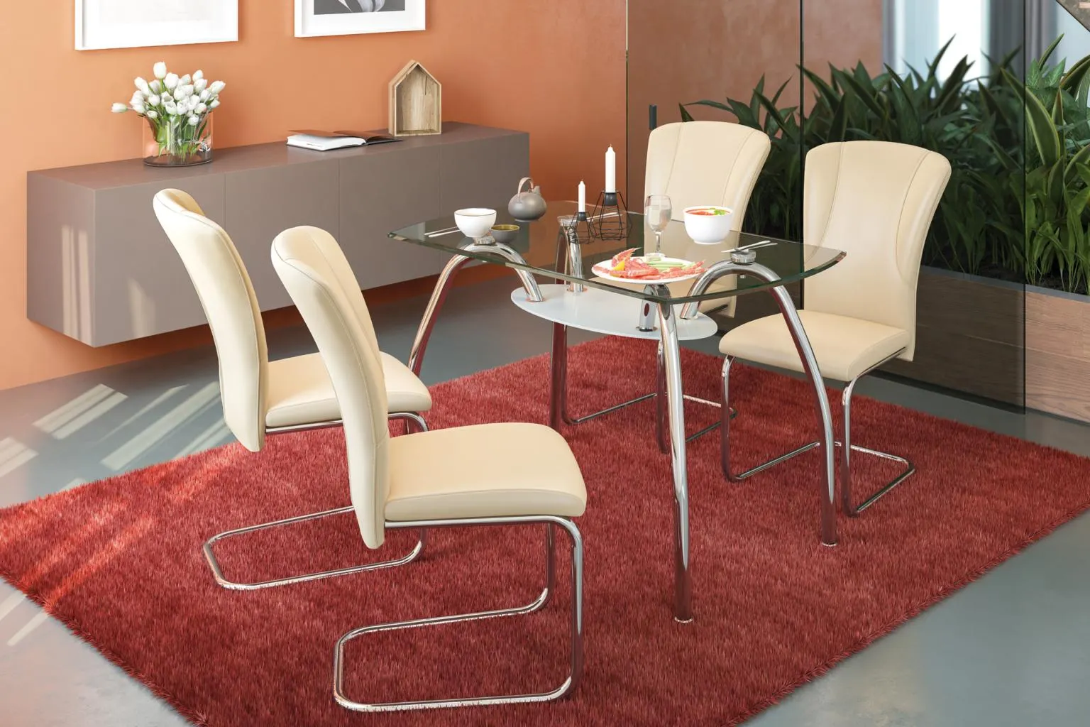 Masă Mimo și 4 scaune Rio