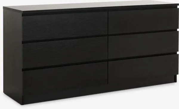 Comodă 3+3 sertare LIMFJORDEN neagră