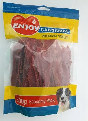 Recompense pentru caini Enjoy Carnivore cu rata 300 g