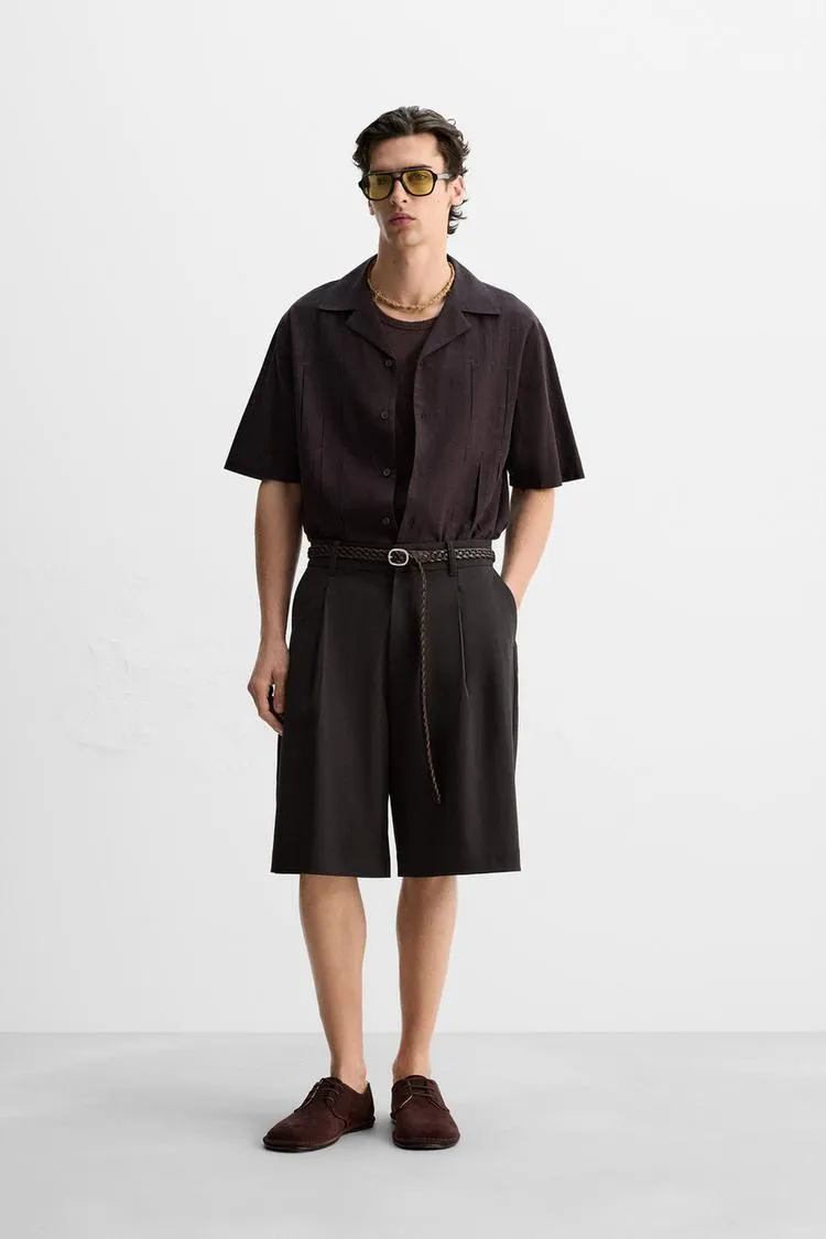 BERMUDE RELAXED FIT CU PLIURI