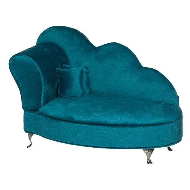 Suport Organizare Bijuterii Canapea Petrol Catifelata 26.5x12.5x17cm