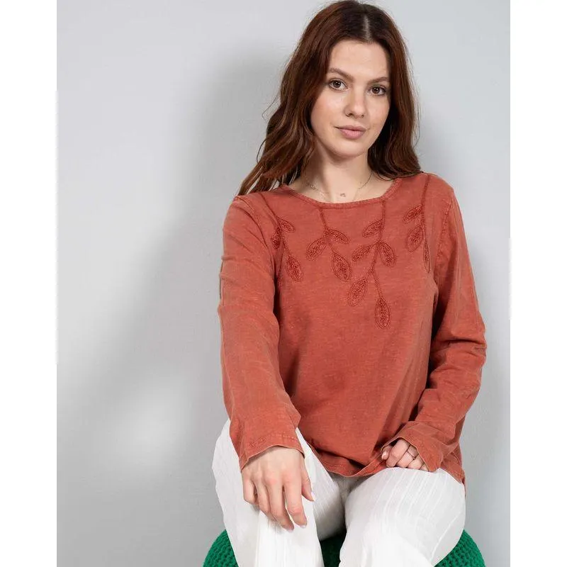 Bluza din bumbac cu model brodat N240157022