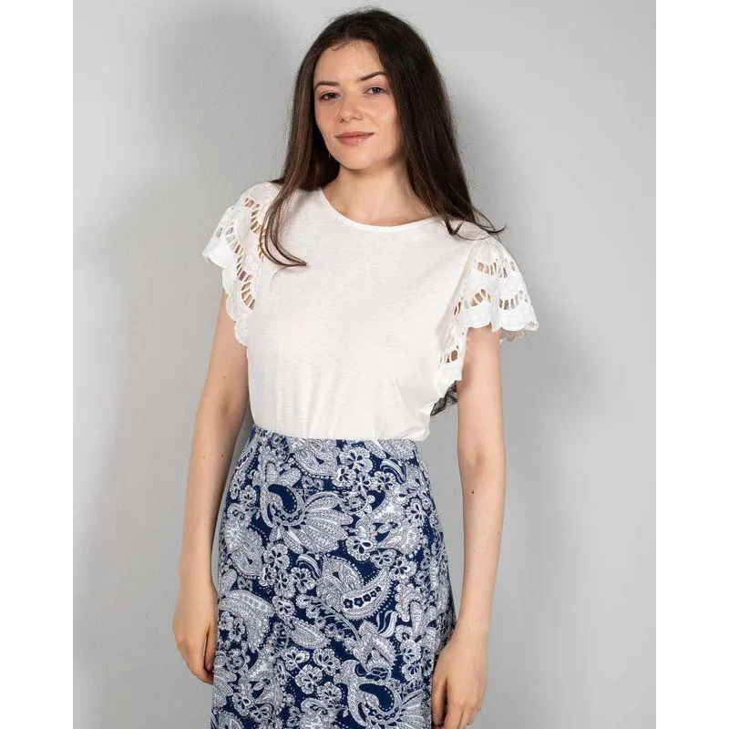 Bluza uni din bumbac cu maneci tricotate N240444001