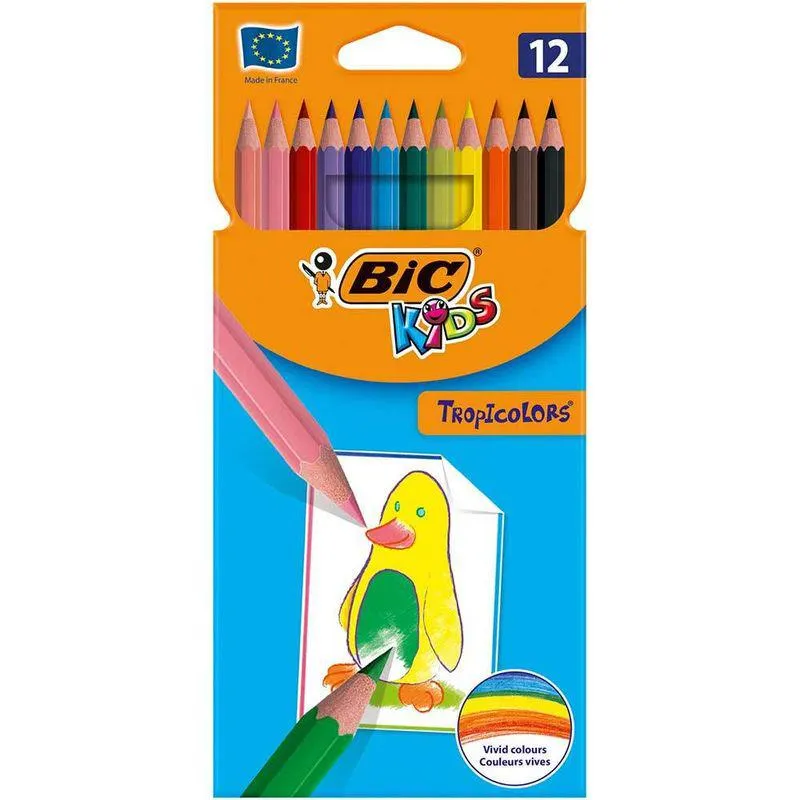 Set creioane colorate Bic Tropicolors, 12 bucati Set creioane colorate Bic Tropicolors, 12 bucati