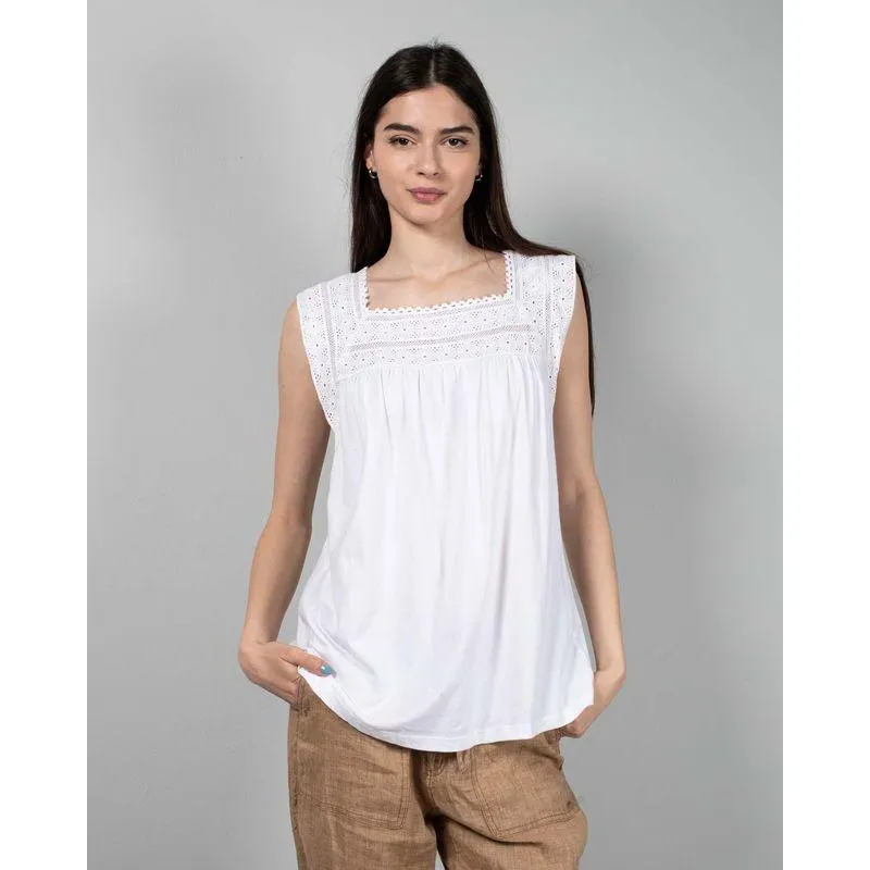 Bluza uni cu guler patrat si broderie N231682024