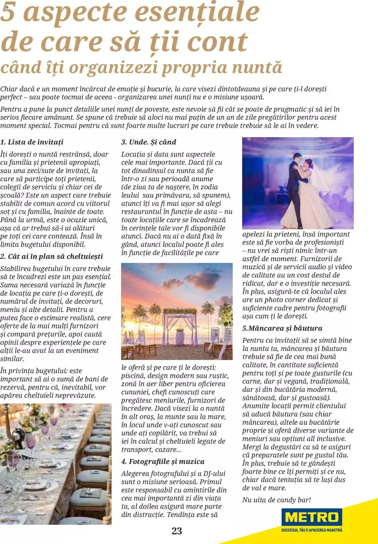 Catalog Metro - Ghid locații pentru evenimente 2022 de la 5 aprilie până la 31 decembrie 2023 - Revista Pagina 23