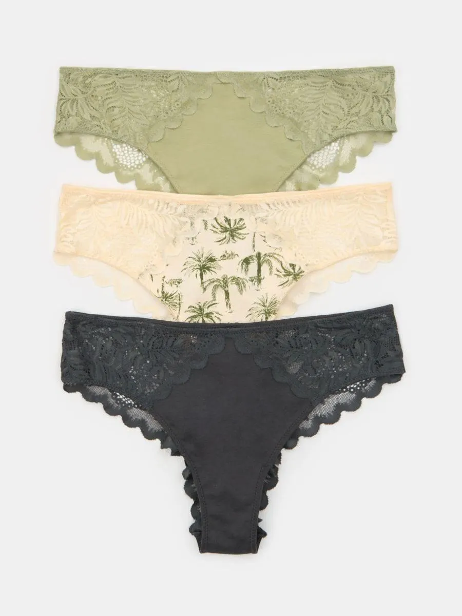 Set de 3 perechi de chiloți cu croială braziliană