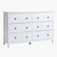 Comodă 3+3 sertare NORDBY albă