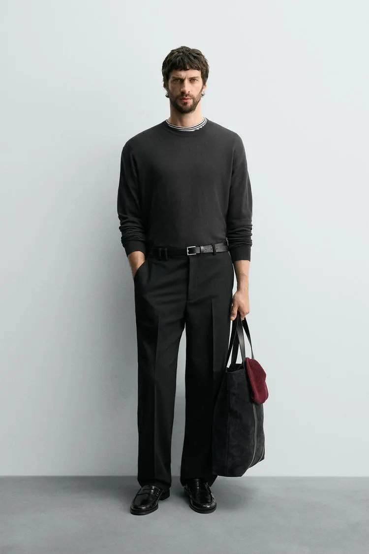 PULOVER CU STRUCTURĂ ȘI AMESTEC DE VISCOZĂ