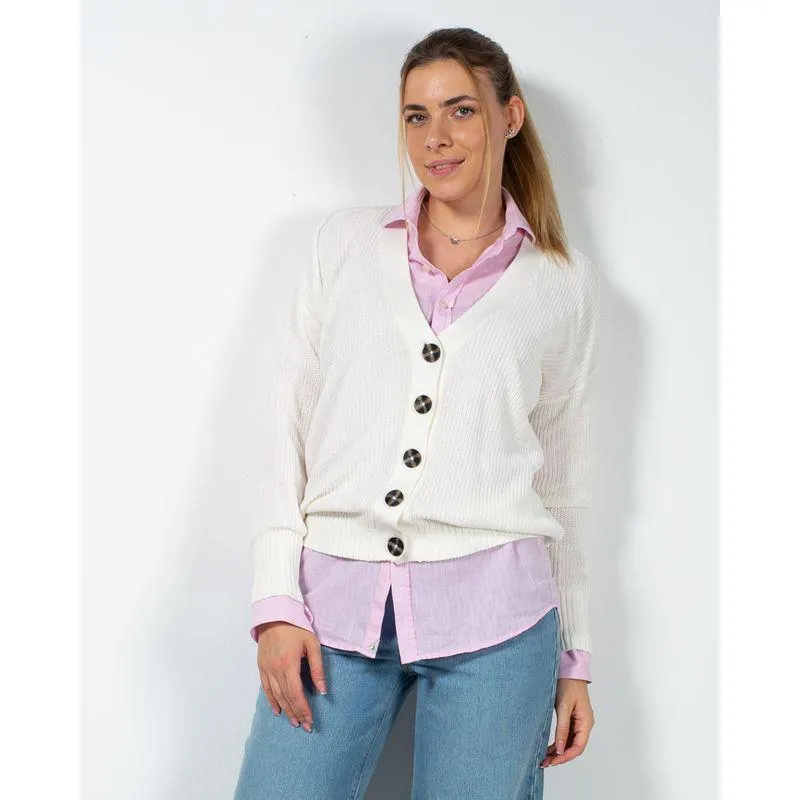 Cardigan din bumbac cu nasturi si maneca lunga 23MKF02047