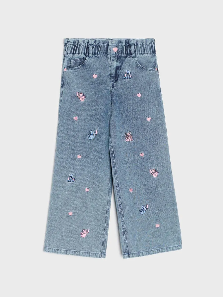 Blugi cu crac larg Stitch