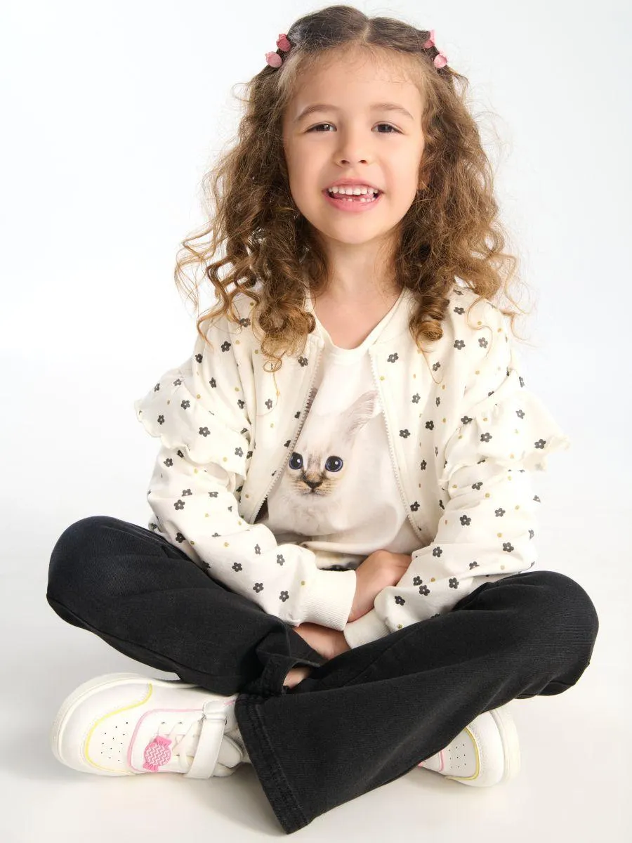 Hanorac cu fermoar și volane