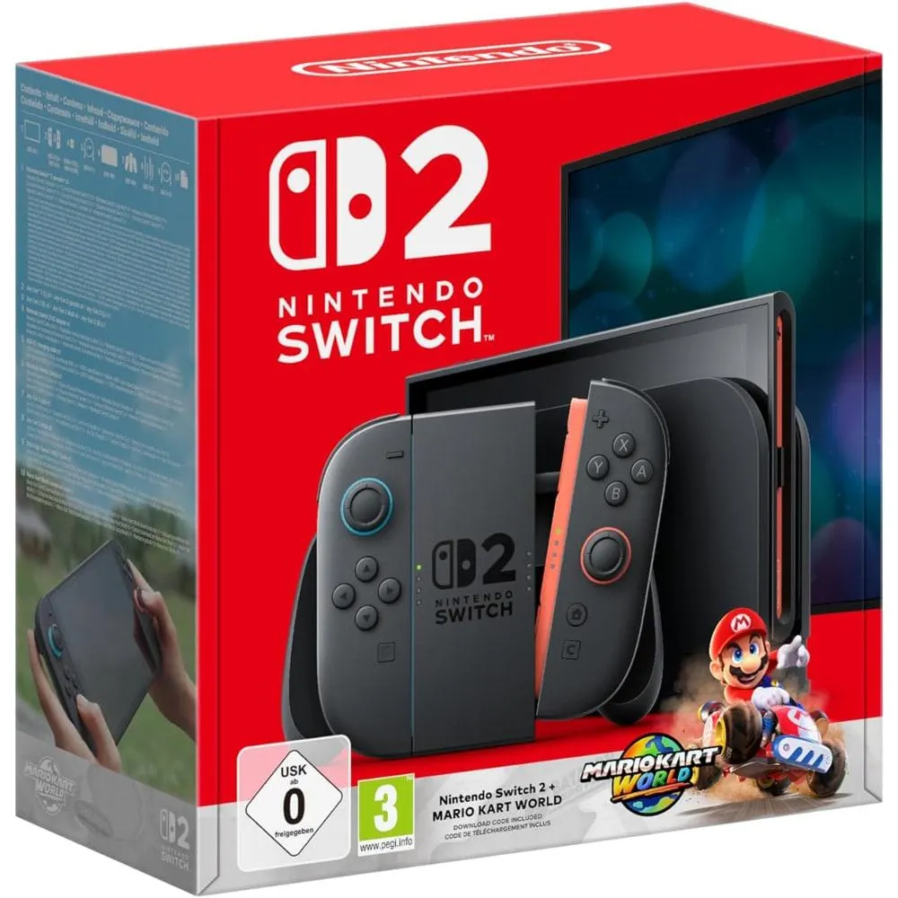 Consola NINTENDO Switch 2, Joy-Con Light Red/Light Blue + Mario Kart World