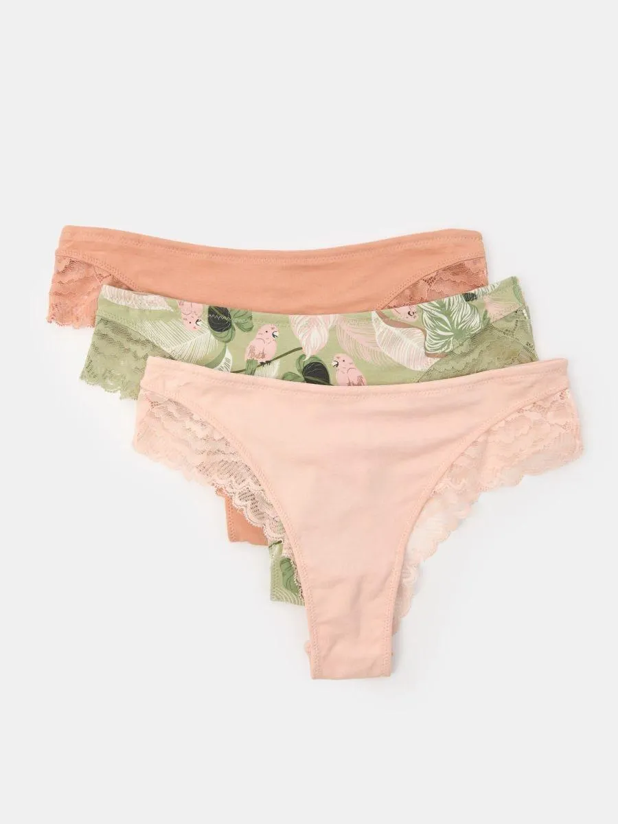 Set de 3 perechi de chiloți cu croială braziliană