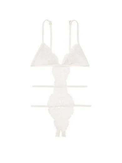 Piesă Teddy Crotchless cu broderie cu motiv floral Boho