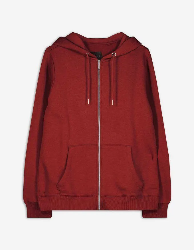 Propínací mikina - Kapuce se šňůrkou na stažení - tmave cervená