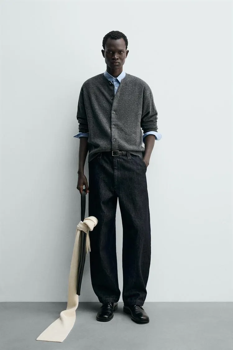 CARDIGAN RELAXED FIT DIN AMESTEC DE LÂNĂ