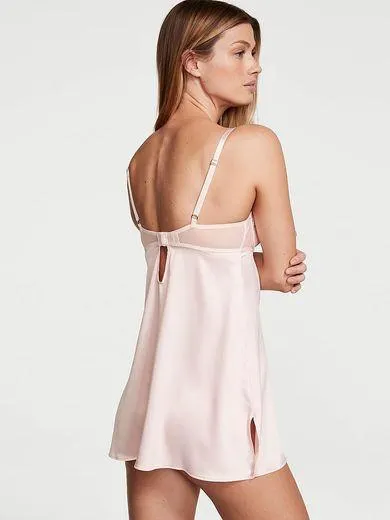 Set Babydoll Wicked fără căptușeală, cu broderie cu flori de cireș