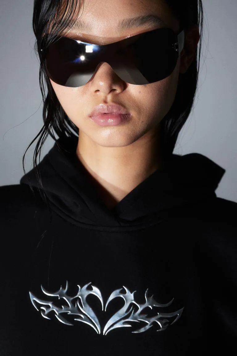 Hanorac supradimensionat cu motiv