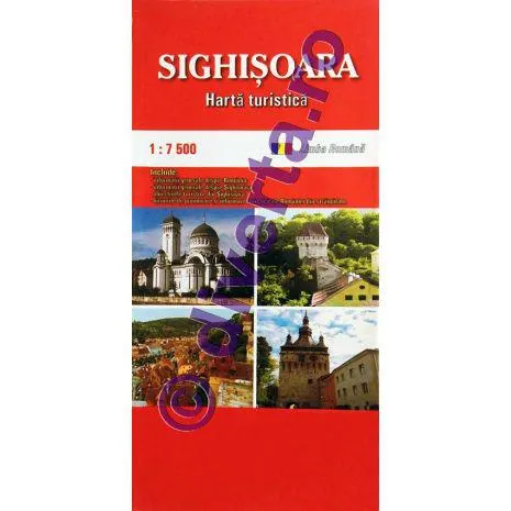 SIGHISOARA, harta pliata turistica, rutiera, 50x70cm, scara 1:7.500