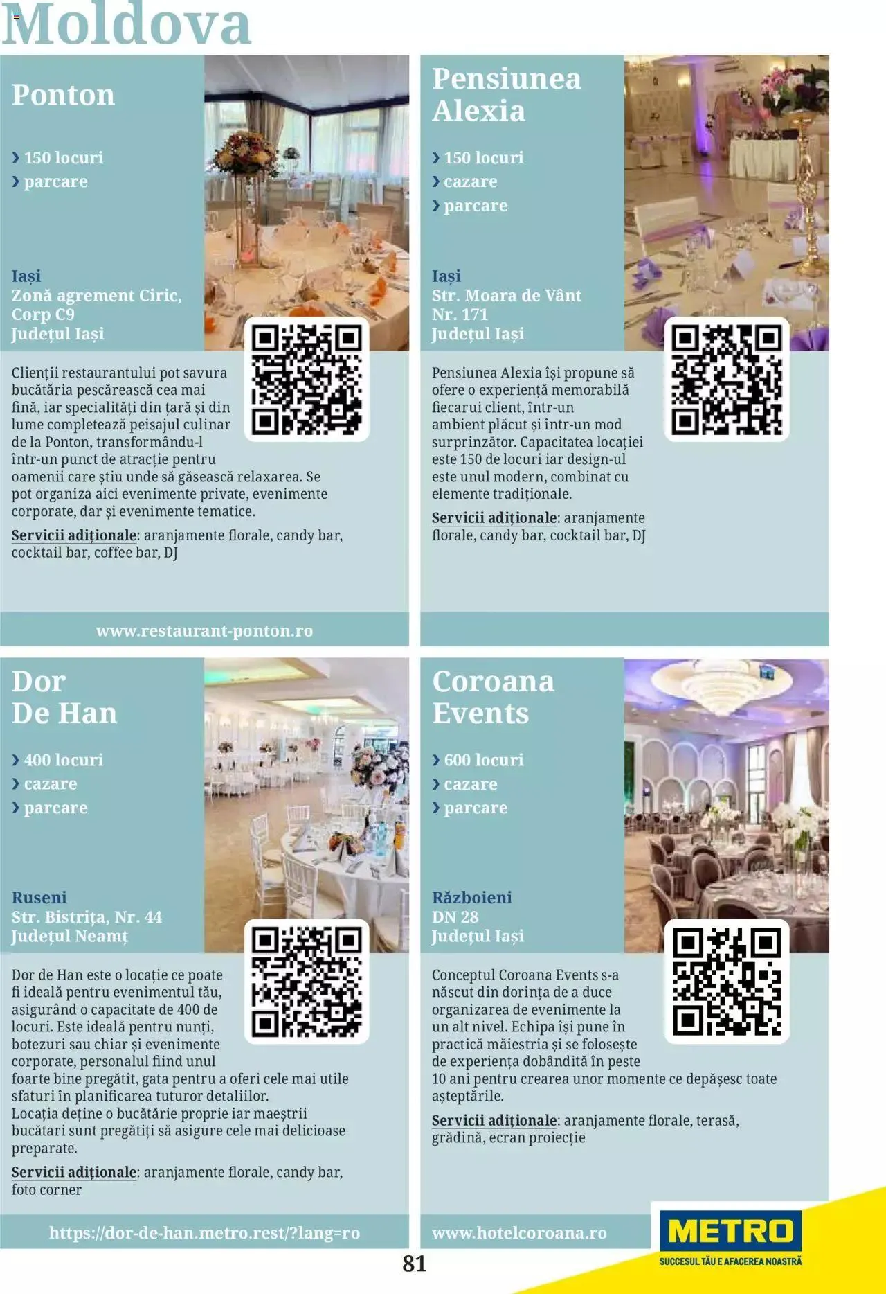 Catalog Metro - Ghid locații pentru evenimente 2022 de la 5 aprilie până la 31 decembrie 2023 - Revista Pagina 81