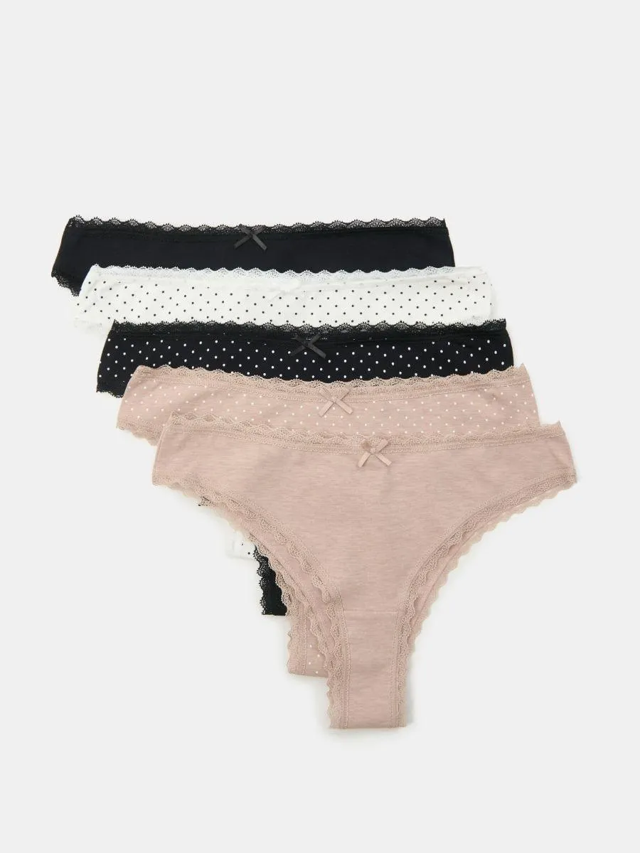 Set de 5 perechi de chiloți cu croială braziliană