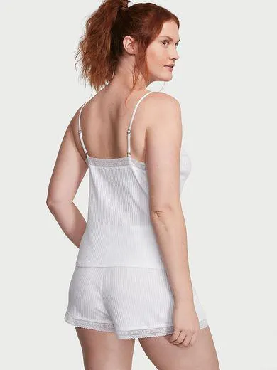 Set șort și top Cami Pointelle cu margini din dantelă